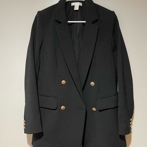 H&M US 4 Black and Gold Button Oversized Blazer